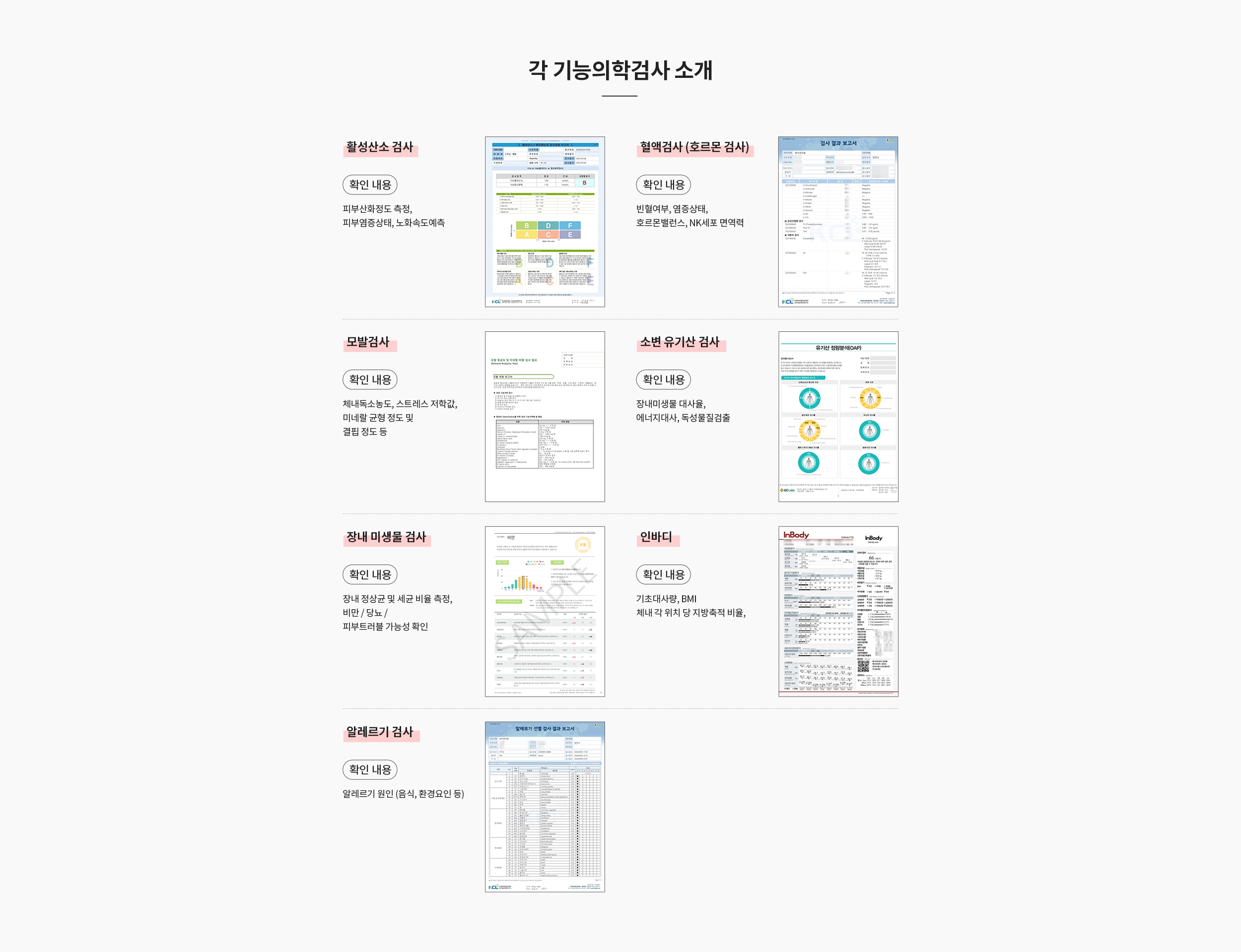 각 기능의학별 검사소개